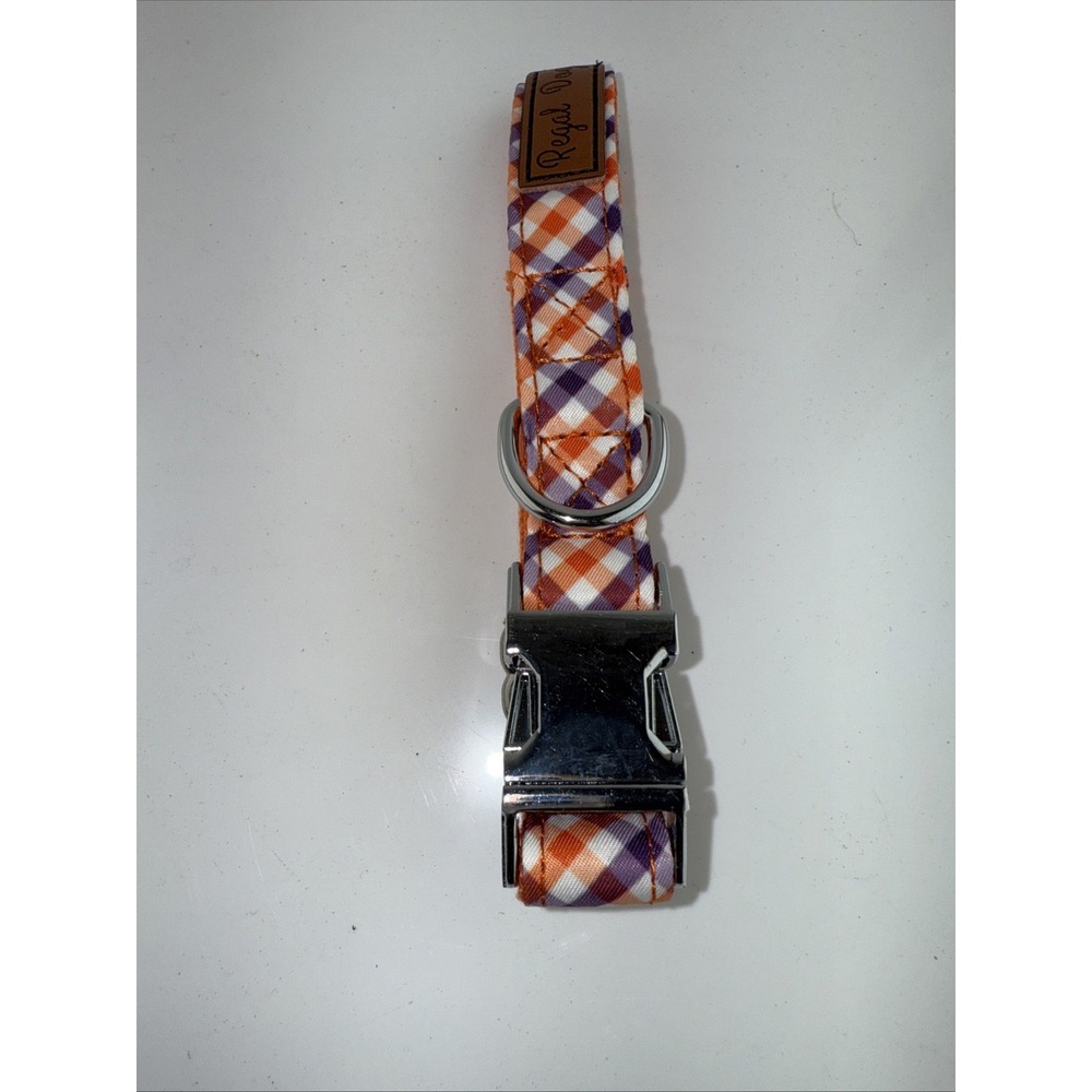 Regal Dog Purple orange Plaid Dog Collar Small